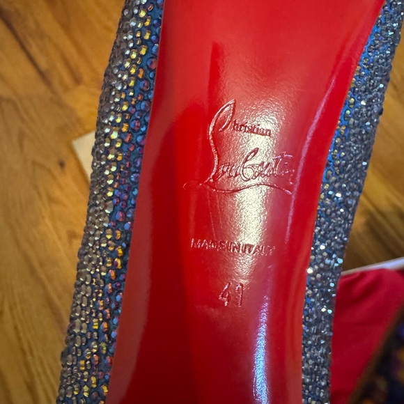 Christian Louboutin Daffodile Strass in Iridescent Meridian Blue 160mm Size 41